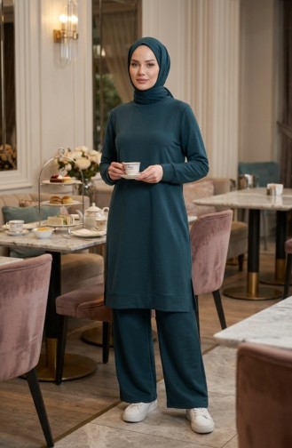 Trainingsanzug-Set Mit Schlitzdetail 3083-19 Petrol 3083-19