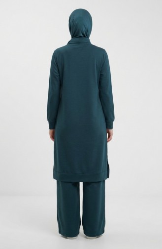 Trainingsanzug-Set Mit Schlitzdetail 3083-19 Petrol 3083-19