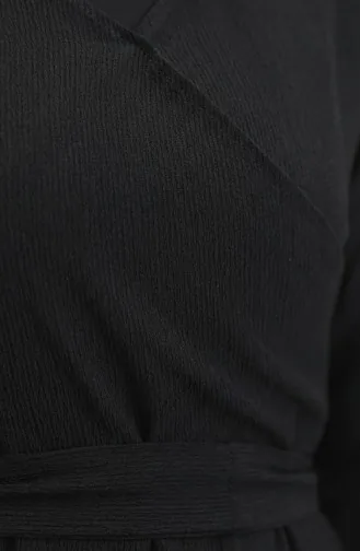 بورومجوك - فستان قماش برباط على الجانب 1033-02 لون أسود 1033-02