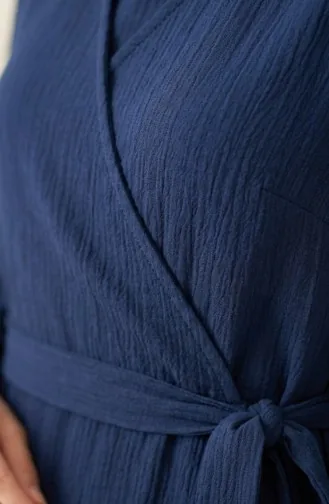 بورومجوك - فستان قماش برباط على الجانب 1033-03 لون كحلي 1033-03