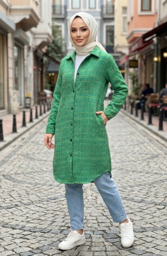 Full-Length Buttoned Lumberjack Winter Tunic 2506-01 Green 2506-01