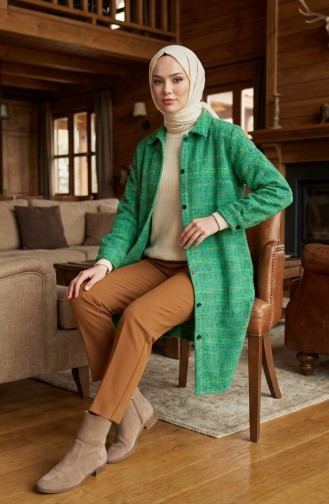 Full-Length Buttoned Lumberjack Winter Tunic 2506-01 Green 2506-01