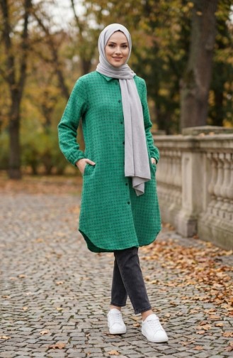 Full-Length Buttoned Lumberjack Winter Tunic 2506A-01 Green 2506A-01