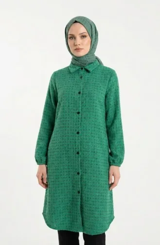 سترة شتوية طويلة بأزرار على طراز الحطاب، لون أخضر، رقم الموديل 2506A-01 2506A-01