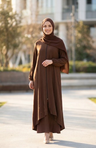 Asymmetrisch Geschnittene Tunika Mit Reißverschluss Modell 1047-05 Braun 1047-05