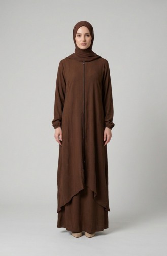 Asymmetrisch Geschnittene Tunika Mit Reißverschluss Modell 1047-05 Braun 1047-05