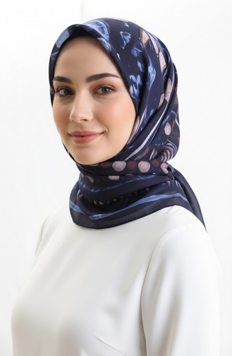 Amber Patterned Scarf 70326-03 Navy Blue Indigo 70326-03