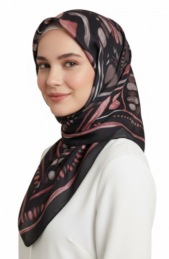 Bernsteinfarbener Schal Mit Muster 70326-05 Schwarze Rose 70326-05