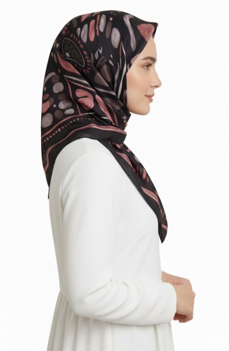 Bernsteinfarbener Schal Mit Muster 70326-05 Schwarze Rose 70326-05