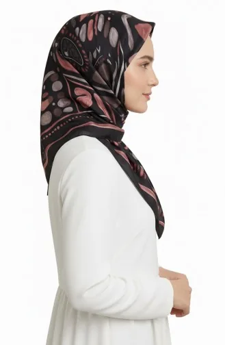 Amberkleurige Sjaal Met Patroon 70326-05 Zwarte Roos 70326-05