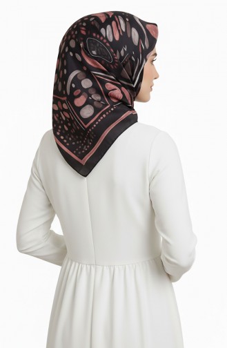 Bernsteinfarbener Schal Mit Muster 70326-05 Schwarze Rose 70326-05