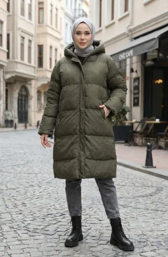 Hooded Puffer Jacket 7031-03 Khaki Green 7031-03