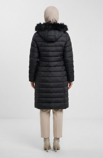 Hooded Zippered Puffer Jacket 0168-02 Black 0168-02