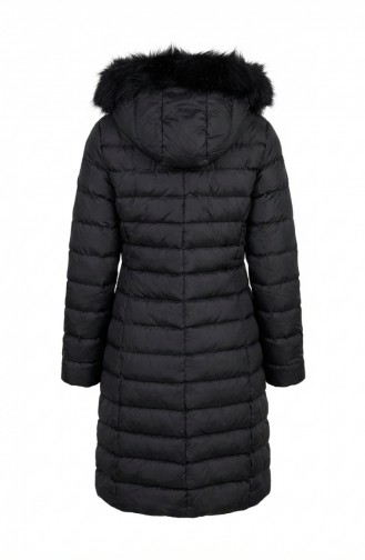 Hooded Zippered Puffer Jacket 0168-02 Black 0168-02