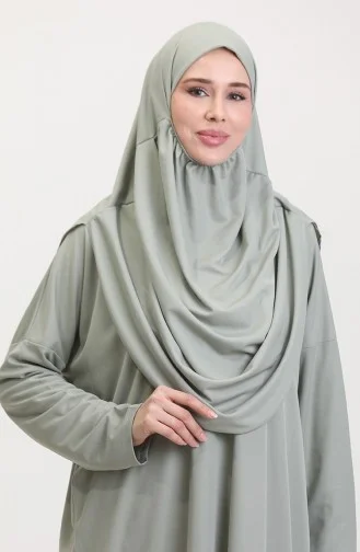 Praktische Gebedsjurk In Groot Formaat Met Tas 1975-10 Çağla Yesil 1975-11