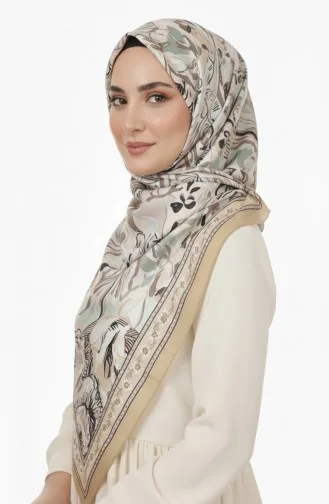 Katoenen Coconsjaal Met Patroon 70327-01 Mosterd Mintgroen 70327-01