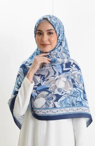 Gemusterter Baumwoll-Kokonschal 70327-04 Marineblau Indigo 70327-04