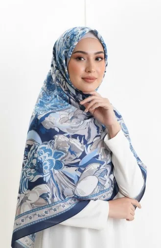 Gemusterter Baumwoll-Kokonschal 70327-04 Marineblau Indigo 70327-04