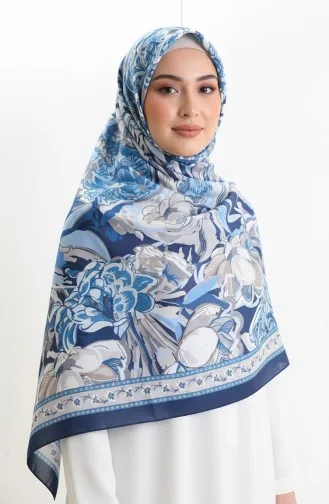 Gemusterter Baumwoll-Kokonschal 70327-04 Marineblau Indigo 70327-04