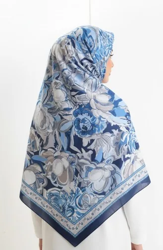 Gemusterter Baumwoll-Kokonschal 70327-04 Marineblau Indigo 70327-04