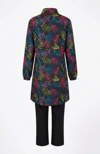 Tesettür Mayo Tropikal Desen 3 Lü Takım 1903-02 Fuşya 1903-02