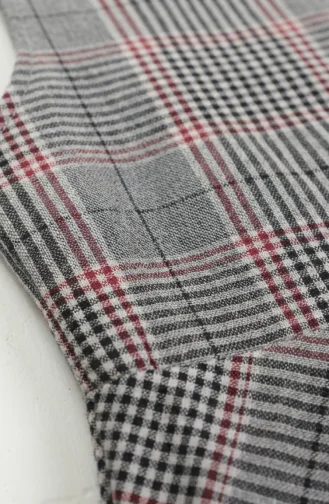 Mouwloze Jurk Met Ruitpatroon En Ceintuur 2223-01 Grijs 2223-01