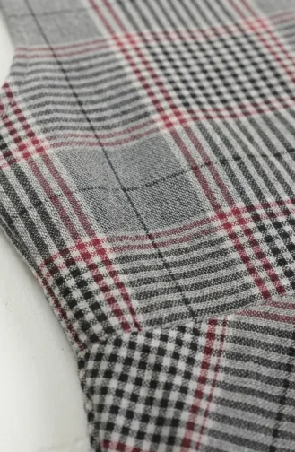 Ärmelloses Kleid Mit Karomuster Und Gürtel 2223-01 Grau 2223-01