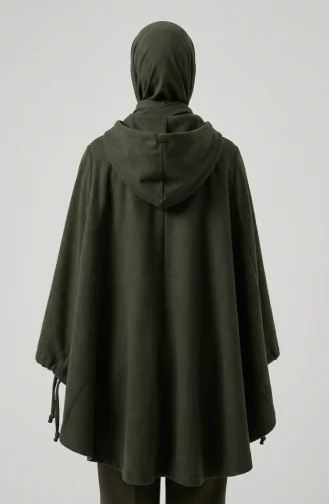Winterponcho Aus Kaschmir Mit Kapuze Und Reißverschluss 0241-01 Khaki 0241-01