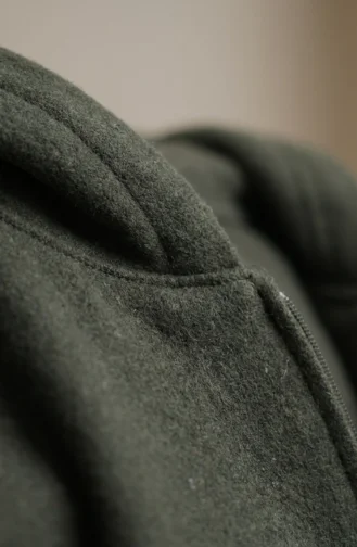 Winterponcho Aus Kaschmir Mit Kapuze Und Reißverschluss 0241-01 Khaki 0241-01