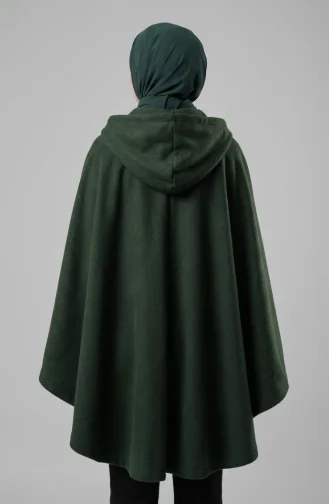 Winterponcho Aus Kaschmir Mit Kapuze Und Reißverschluss 0241-02 Grün 0241-02