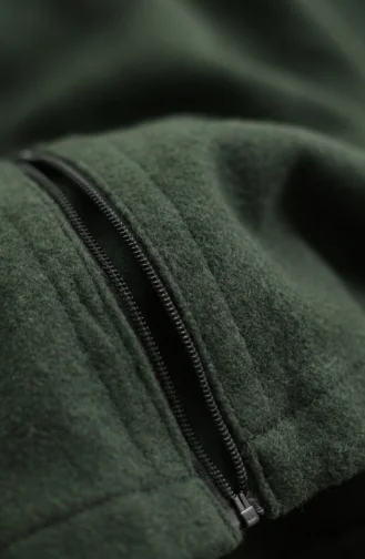 Winterponcho Aus Kaschmir Mit Kapuze Und Reißverschluss 0241-02 Grün 0241-02