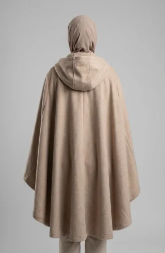 Winterponcho Aus Kaschmir Mit Kapuze Und Reißverschluss 0241-03 Nerz 0241-03