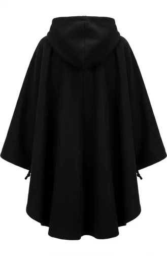 Winterponcho Aus Kaschmir Mit Kapuze Und Reißverschluss 0241-04 Schwarz 0241-04
