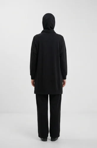 Oysho Fabric Two-Piece Set With Shoulder Stones 0240-03 Black 0240-03