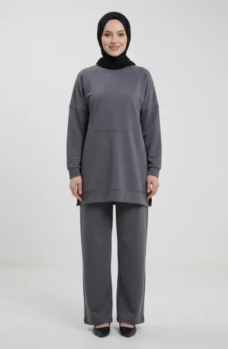 Ensemble Deux Pièces En Tissu Oysho Orné D`épaules 0240-04 Anthracite 0240-04