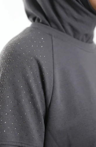 Ensemble Deux Pièces En Tissu Oysho Orné D`épaules 0240-04 Anthracite 0240-04