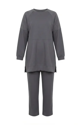 Ensemble Deux Pièces En Tissu Oysho Orné D`épaules 0240-04 Anthracite 0240-04