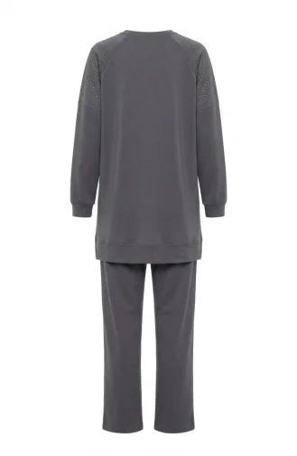 Ensemble Deux Pièces En Tissu Oysho Orné D`épaules 0240-04 Anthracite 0240-04