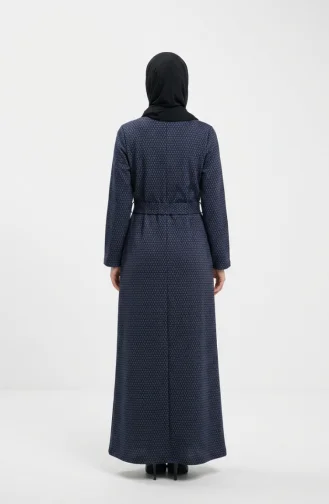 Geometrisch Patroon Hijabjurk Met Riem 2222-02 Petrol 2222-02