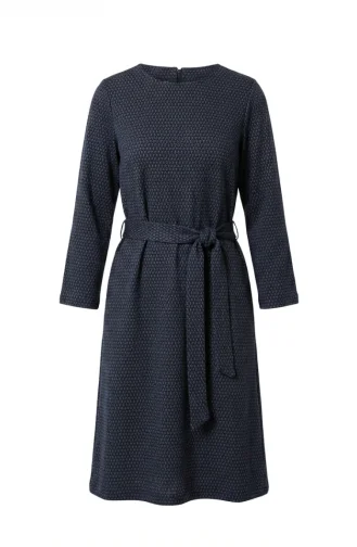 Geometrisch Patroon Hijabjurk Met Riem 2222-02 Petrol 2222-02