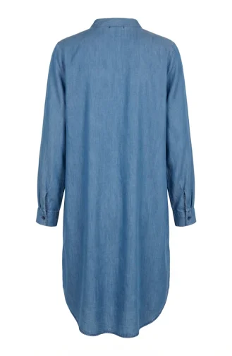 Tensel Kumaş Gizli Düğmeli Kot Tunik 3112-01 Mavi