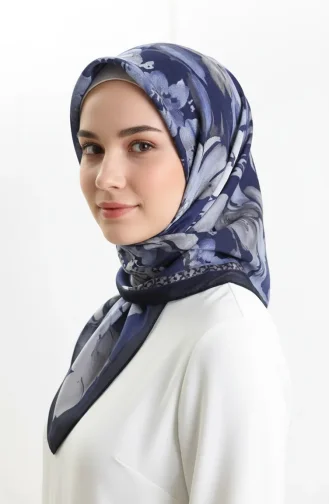 Patterned Amber Scarf 70325-08 Navy Blue 70325-08