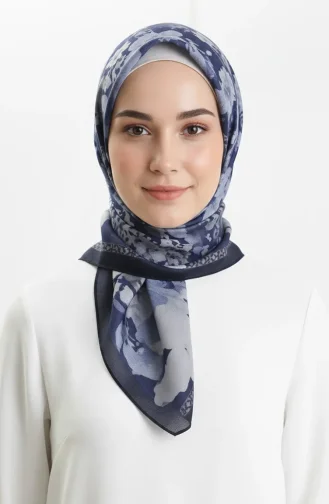 Patterned Amber Scarf 70325-08 Navy Blue 70325-08