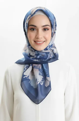 Patterned Amber Scarf 70325-13 Navy Blue Indigo 70325-13