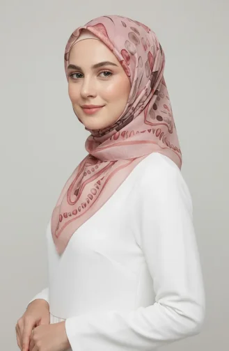 Écharpe à Motif Ambre 70326-08 Rose Poudré 70326-08