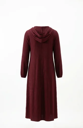 Bürümcük Kumaş Kapüşonlu Ferace 1029-08 Bordo