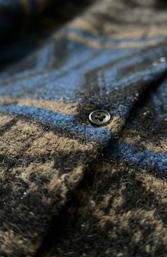 Winterjas Met Etnische Print En Knoopsluiting 2500-07 Marineblauw Nerts 2500-07