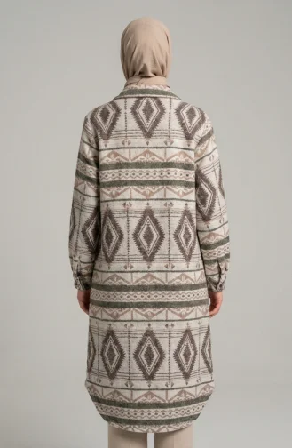 Winterjas Met Etnische Print En Knoopsluiting 2500-08 Beige Bruin 2500-08