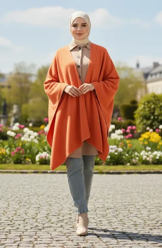 شال بونشو للكتف 2072-01 لون بريك 2072-01