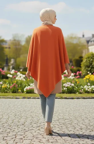 شال بونشو للكتف 2072-01 لون بريك 2072-01